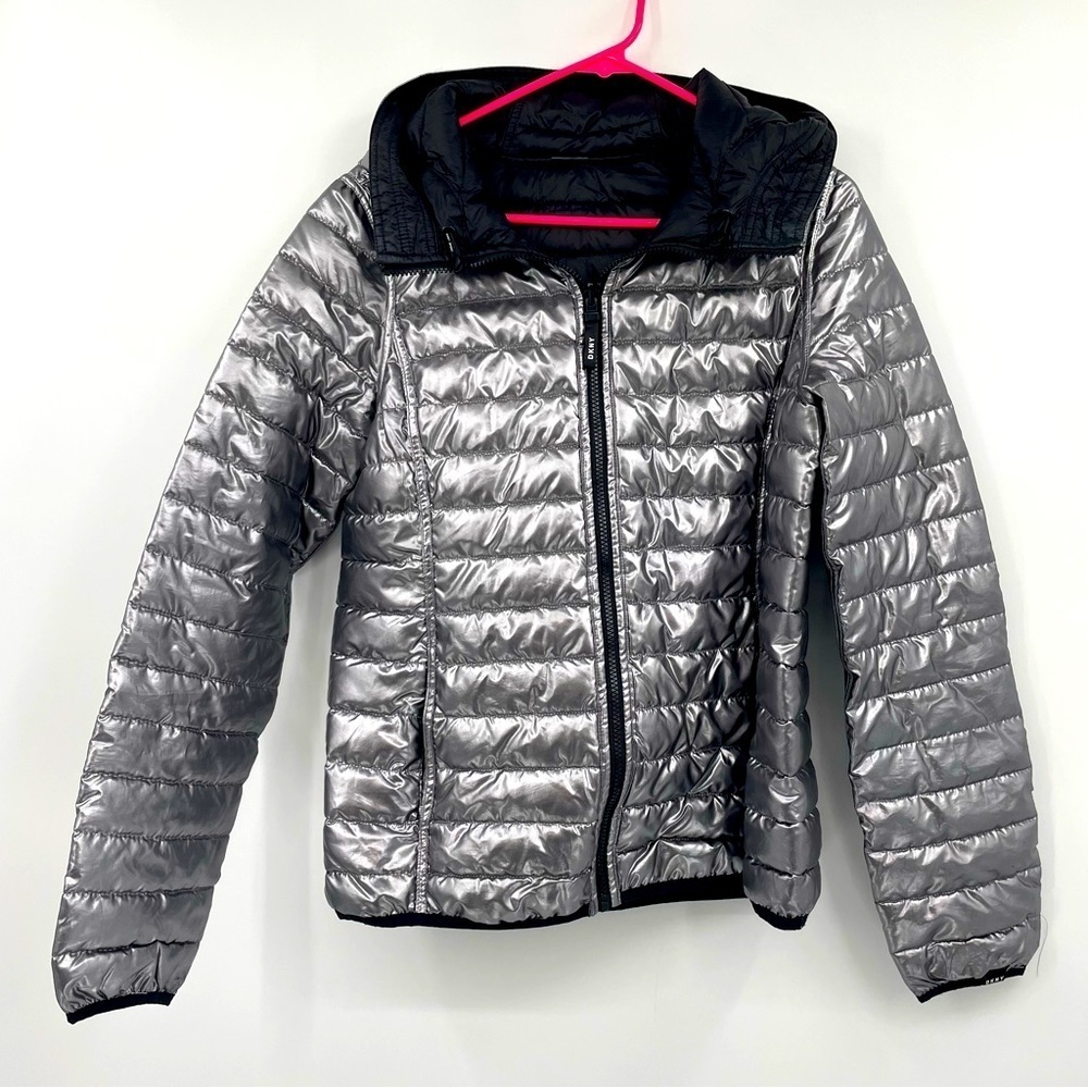 DKNY Sport Reversible Winter Coat – Silver & Black